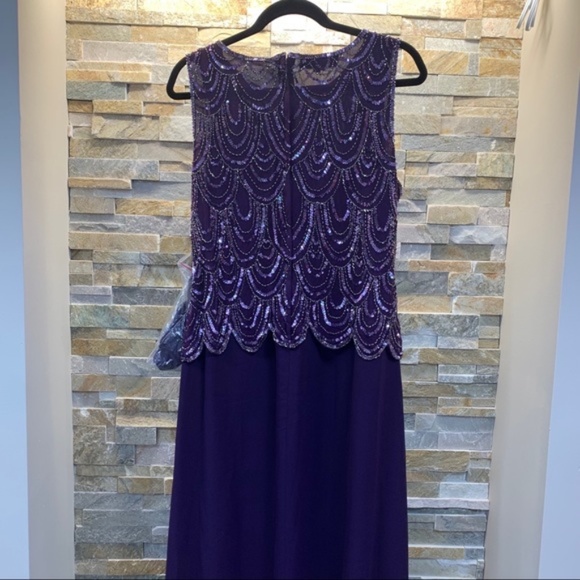 J Kara Embellished A-Line Gown and Scarf - Picture 5 of 9